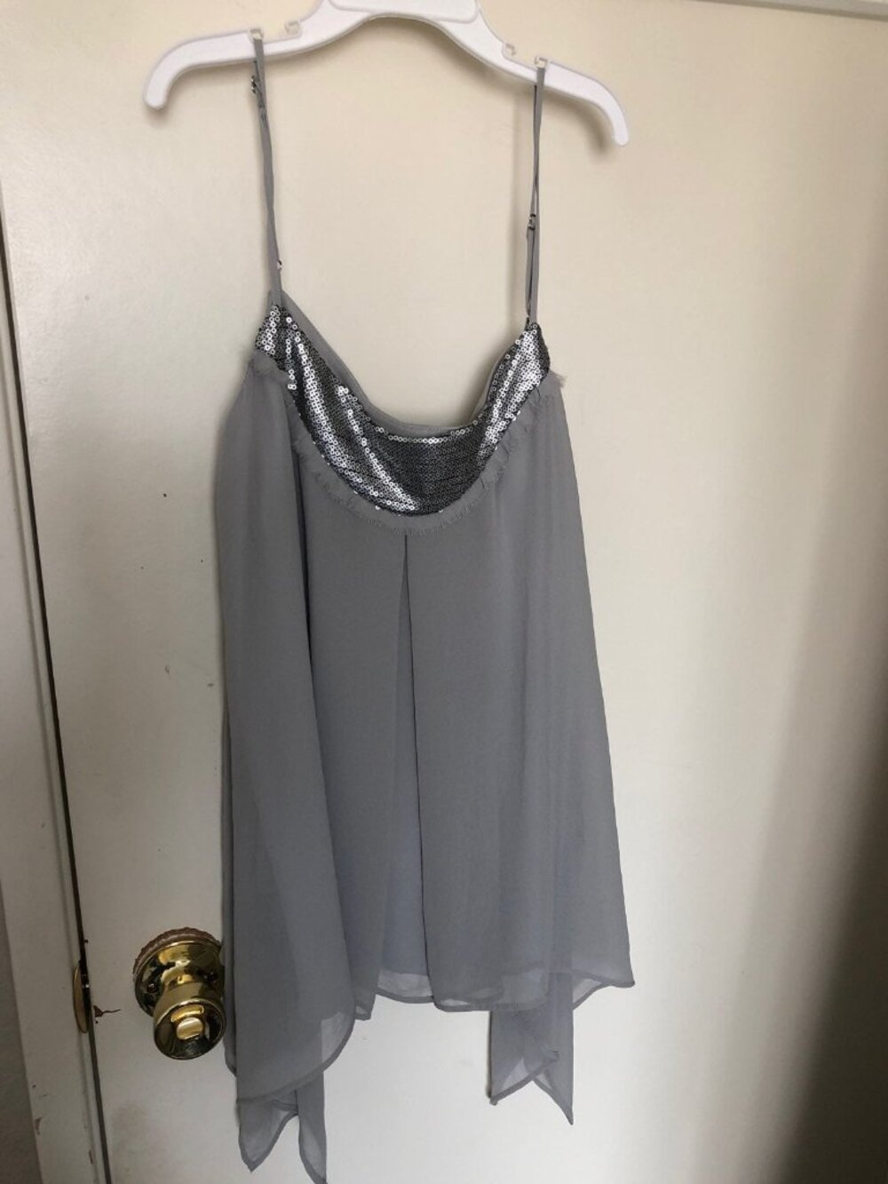 Express Sequin Grey Small Camisole Top